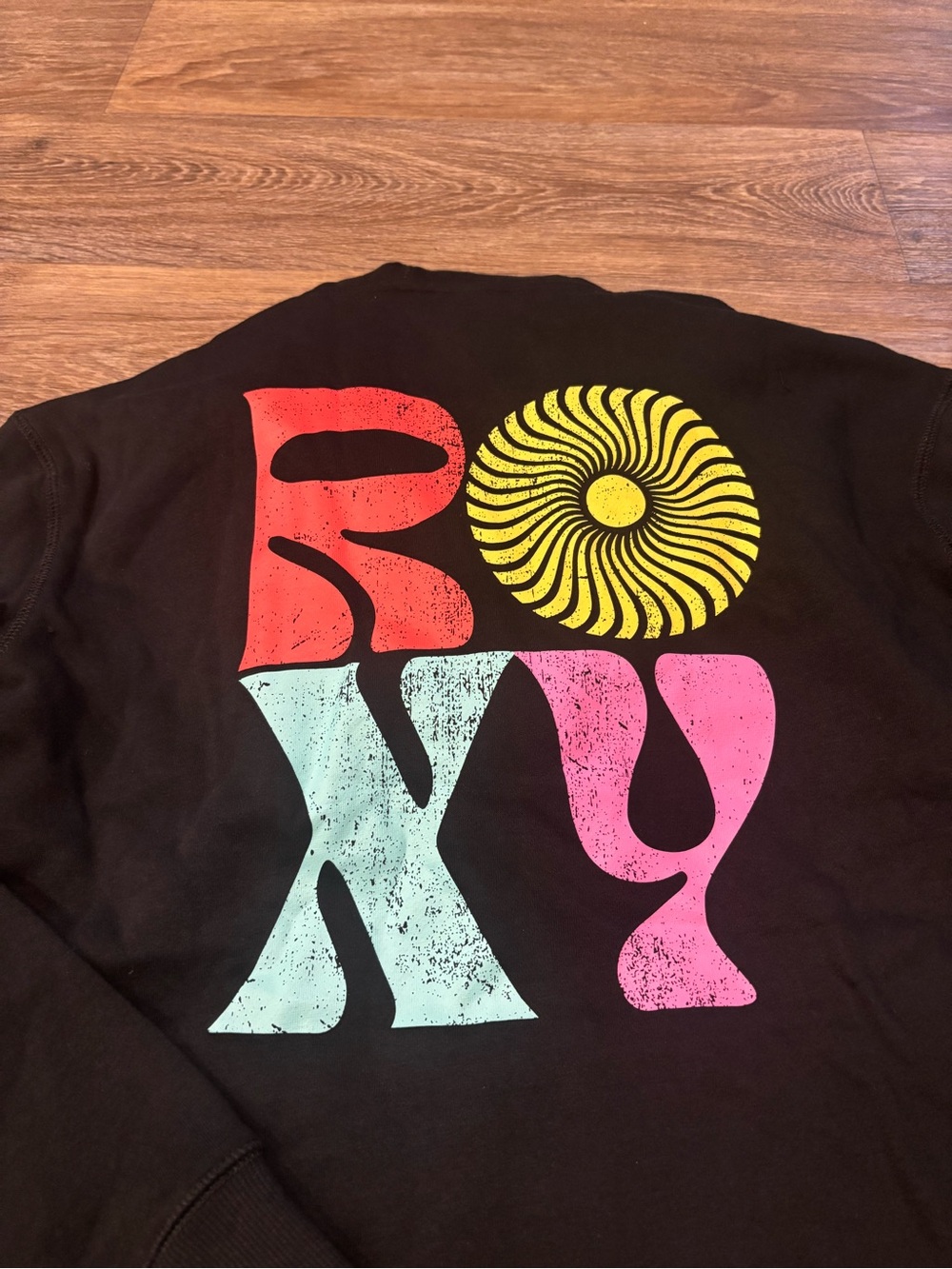 NWT Roxy Endless Sunshine Zip Hoodie Black Lightweight Surf Coast Graphic Large - Picture 4 of 8